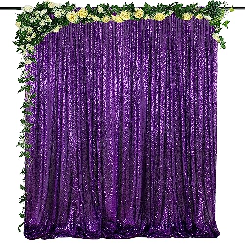 ShinyBeauty 4FTx7FT Sequin Photo Booth Backdrop, Purple Sequin Party & Wedding Backdrop, Sparkling Christmas Decoration