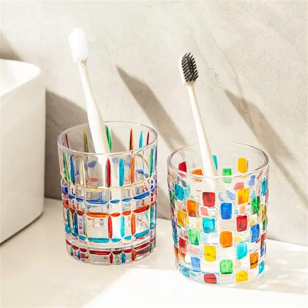 3 Colored Mouthwash Cups Home Brushing Cup Wash Cup Couple Pair of Glass Toothbrush Cups