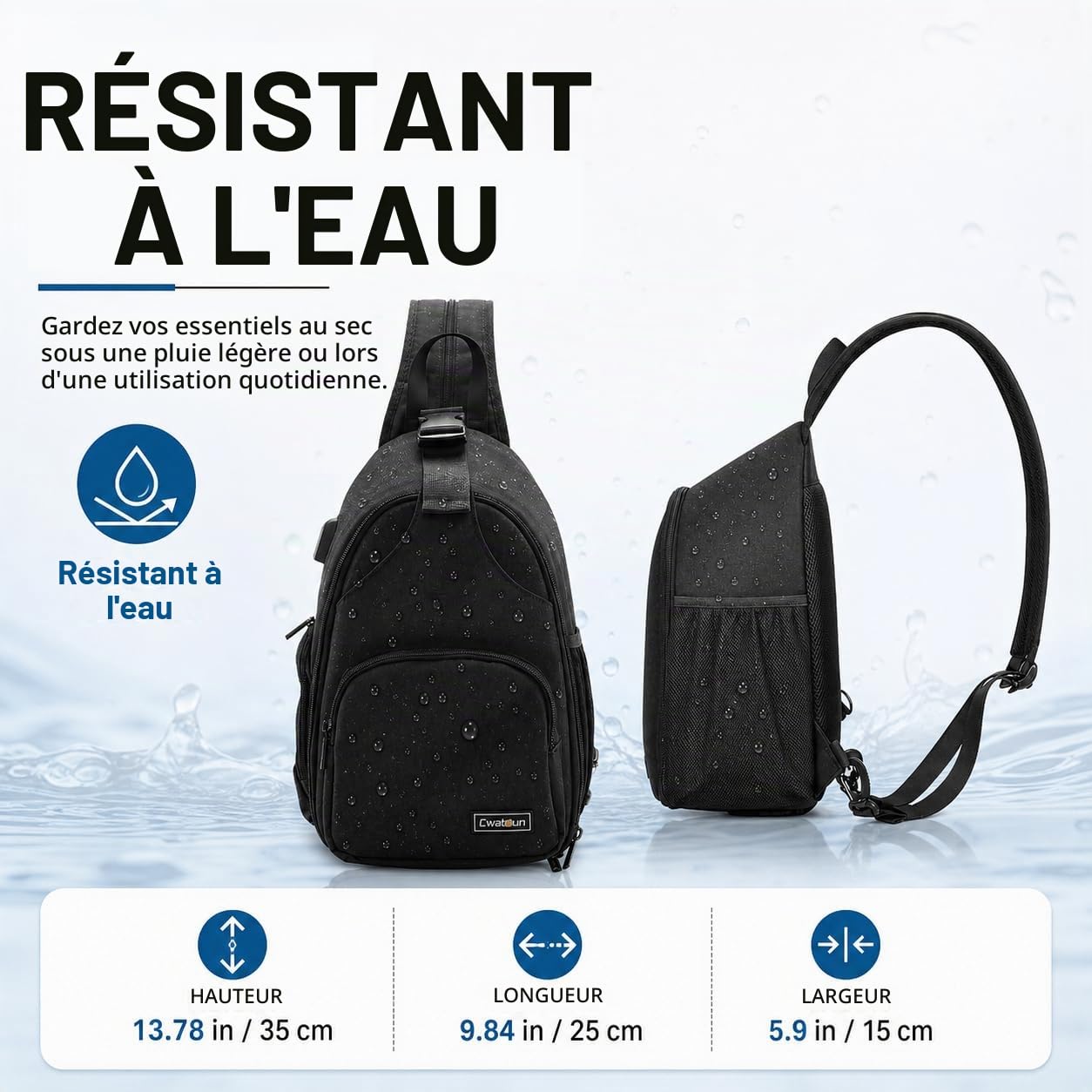 Cwatcun Sac pour Appareil Photo, Sac à bandoulière pour Appareil Photo, Sac pour Appareil Photo Reflex avec Port de Chargement USB Compatible, Sac à Dos étanche et résistant aux Chocs(2.0 Noir)