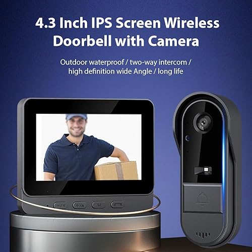 Miniatura 3 de Timbre inalámbrico con pantalla IPS de 4.3 pulgadas con cámara al aire libre IP65 impermeable 1080P timbre inalámbrico intercomunicador visión