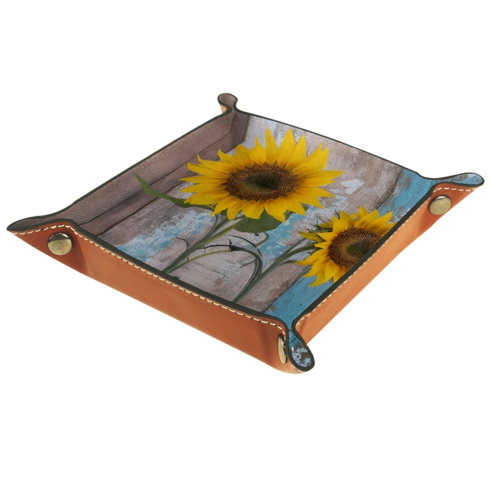 VAPOKF Farmhouse Sunflowers Dice Trays Quadrilateral Dice Folding Tray Microfiber Leather Holder for Table Games RPG DND, 20.5 × 20.5 cm