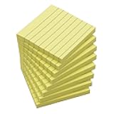 (8 Pad) Lined Sticky Notes,3x3 Inch, Self-Stick Notes, Easy to Post for School, Office, Notebook, Pastel Yellow Color Pads/Pack