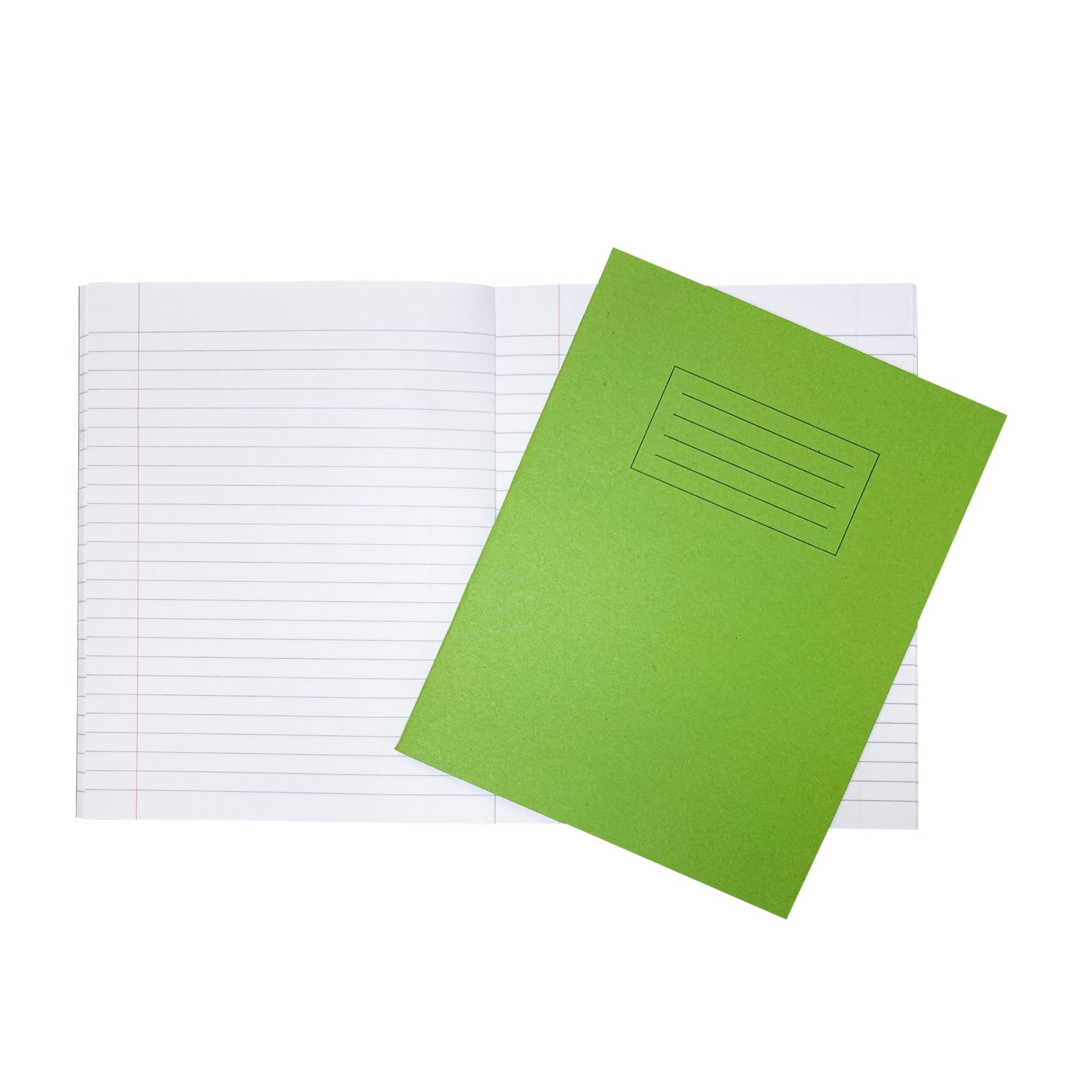 Janrax Pack of 10 9x7 Green 80 Page Feint Ruled with Margin Exercise Books WF Paper with 225gsm Manilla Cover