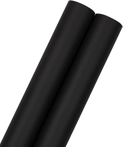 Miniatura 3 de JAM Paper Envoltura de regalo - Papel de envoltura mate - 50 pies cuadrados en total (30 pulg x 10 pies cada uno) - Negro mate - 2 rollos por paquete