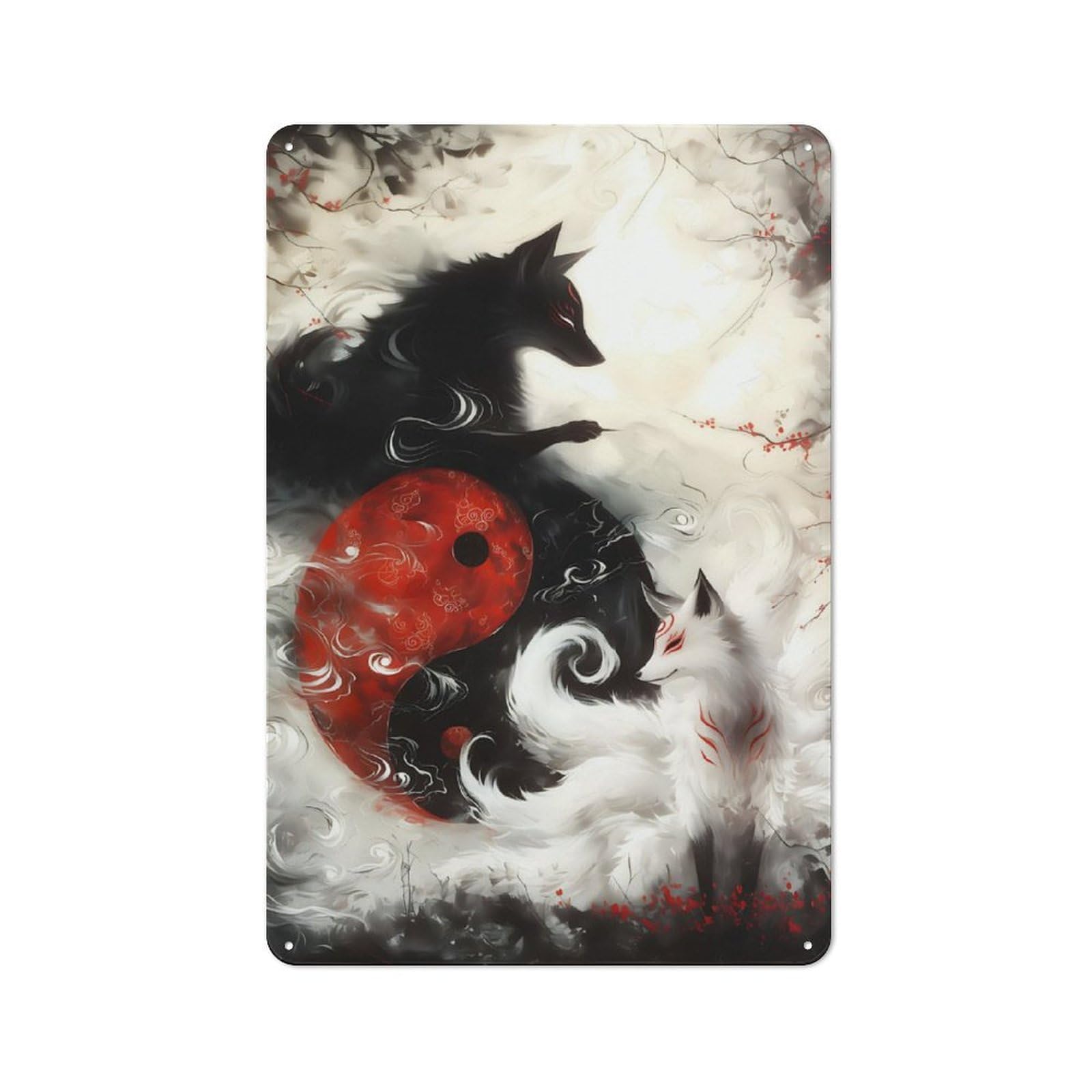 Junmoney Death And Life Fox Fantasy Printed Metal Sign 30X20cm For Guest Room Or Hallway, Suited To Home Decor Collectors