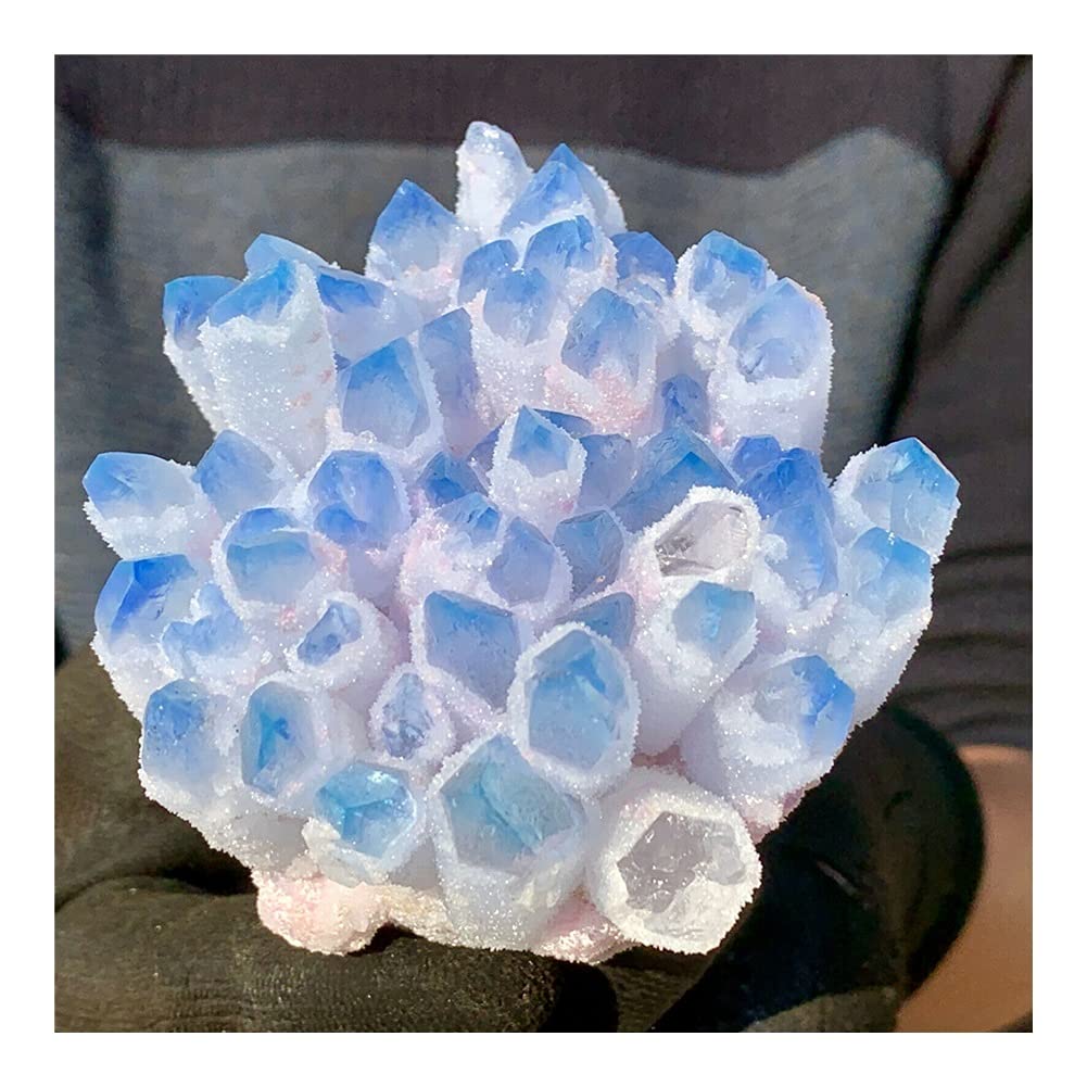 Tbkoly Cristal curativo Natural Cielo Azul Sueño Cristal Transparente Racimo Piedra Mineral Desmagnetización Purificación de Piedra Energía curativa Decoración de Piedra (Size : 500-550g)