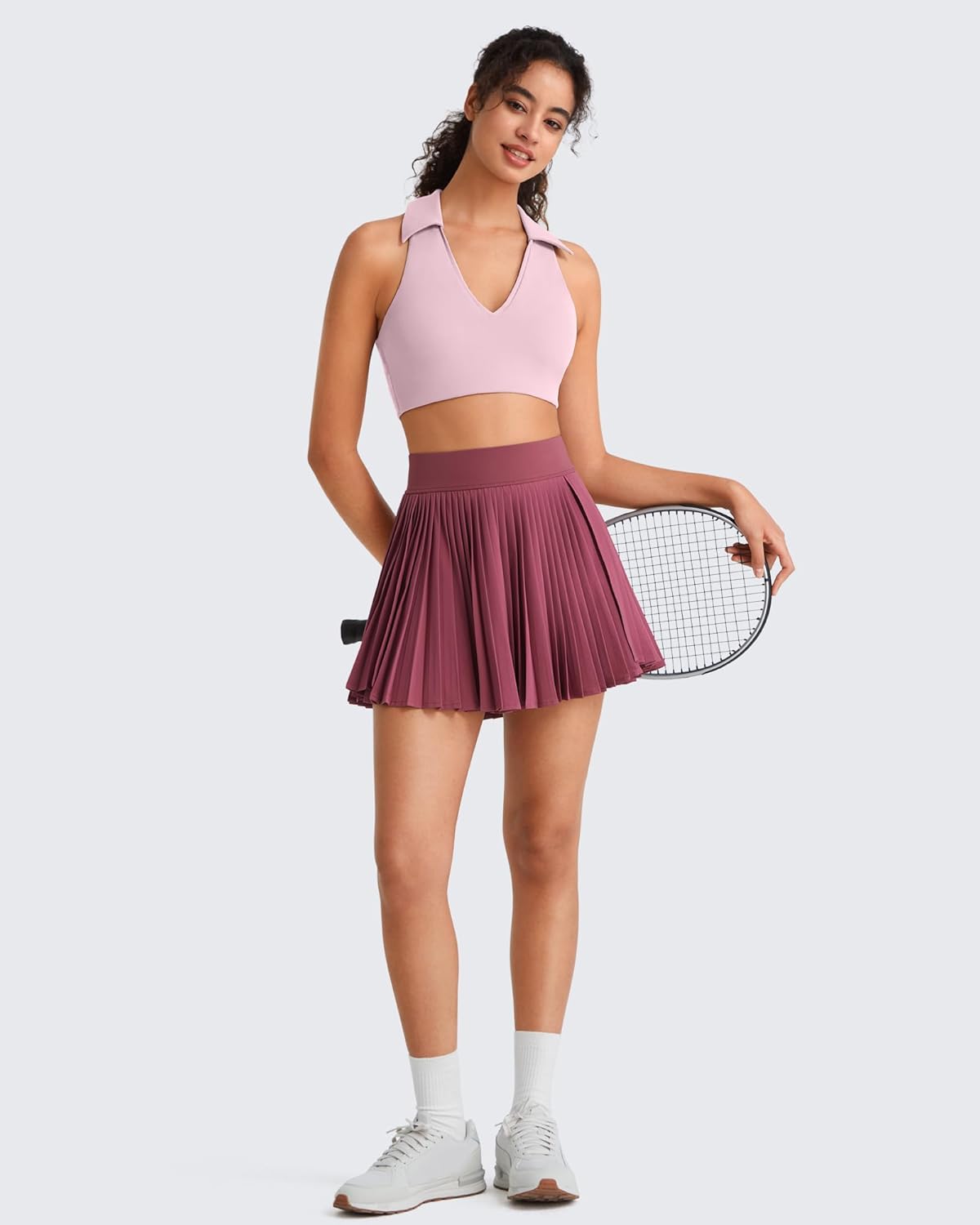 G4Free BareFeel V Neck Sports Bra for Women - Padded Collared Racerback Tennis Workout Tank Tops
