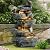 GIODIR Outdoor Garden Water Fountain, 5 Tiers Cascading Rock Waterfall, 26.4" H Waterfalls Resin Fountain with 4 LED Lights and Dicky Bird, Natural Modern Art Decor for Indoor and Patio Porch