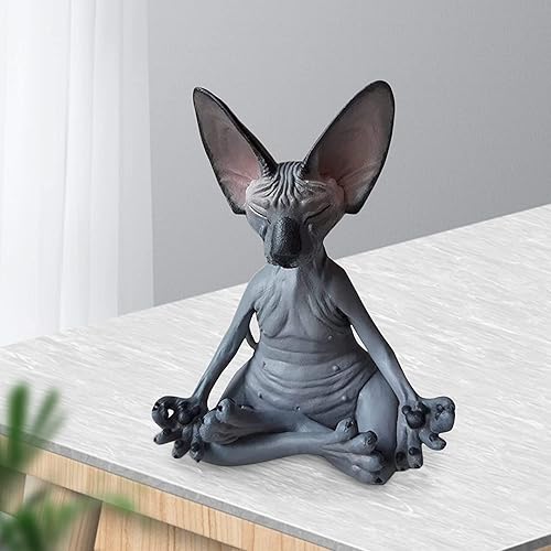 Miniatura 2 de Gladyell Sphynx - Estatua de medito de gato coleccionable, yoga zen, postura relajada, meditación de Buda, colecciones de gatos esphynx, estatua de