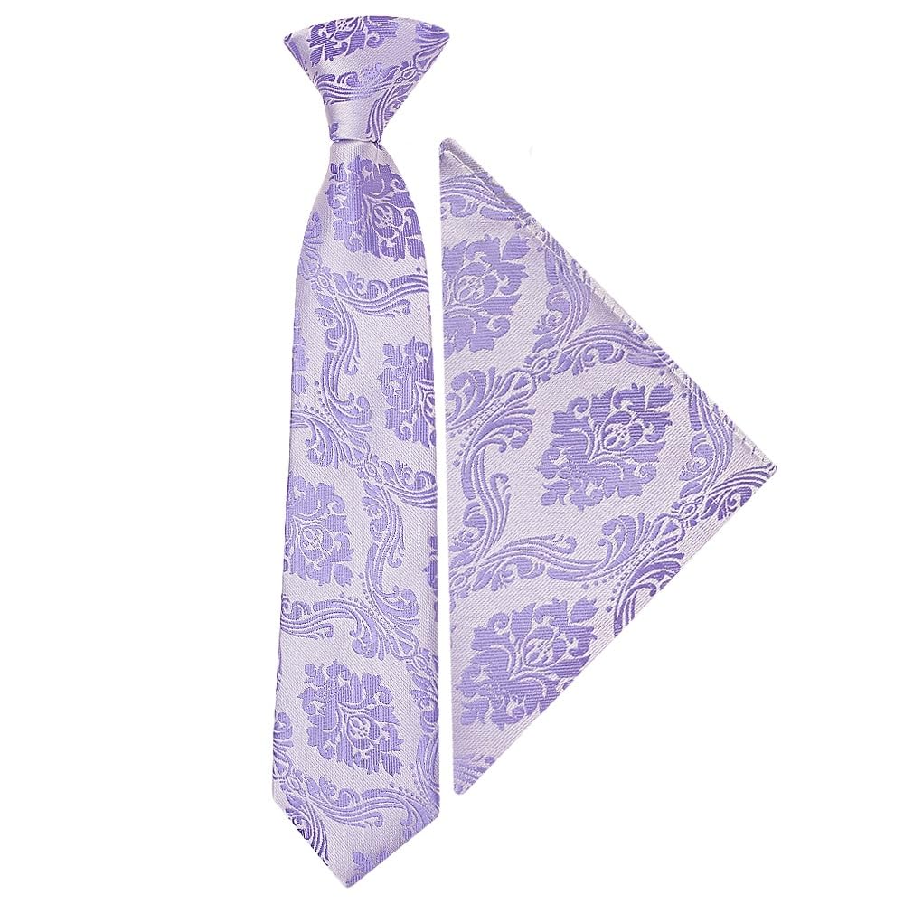 Ties R Us Boys Lilac Pre Tied Paisley Tie And Pocket Square Set Age 4-7