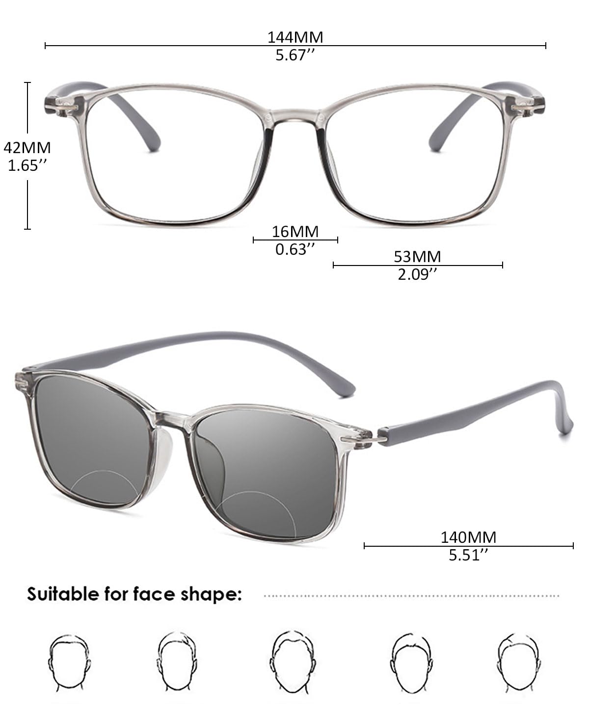 KOOSUFA Photochrome Bifokale Lesebrille Selbsttönend Blaulichtfilter Lesebrillen Herren Damen Ultraleicht Outdoor Lesebrillen UV-Schutz Lesesonnenbrille 1.0 1.5 2.0 2.5 3.0 3.5 4.0