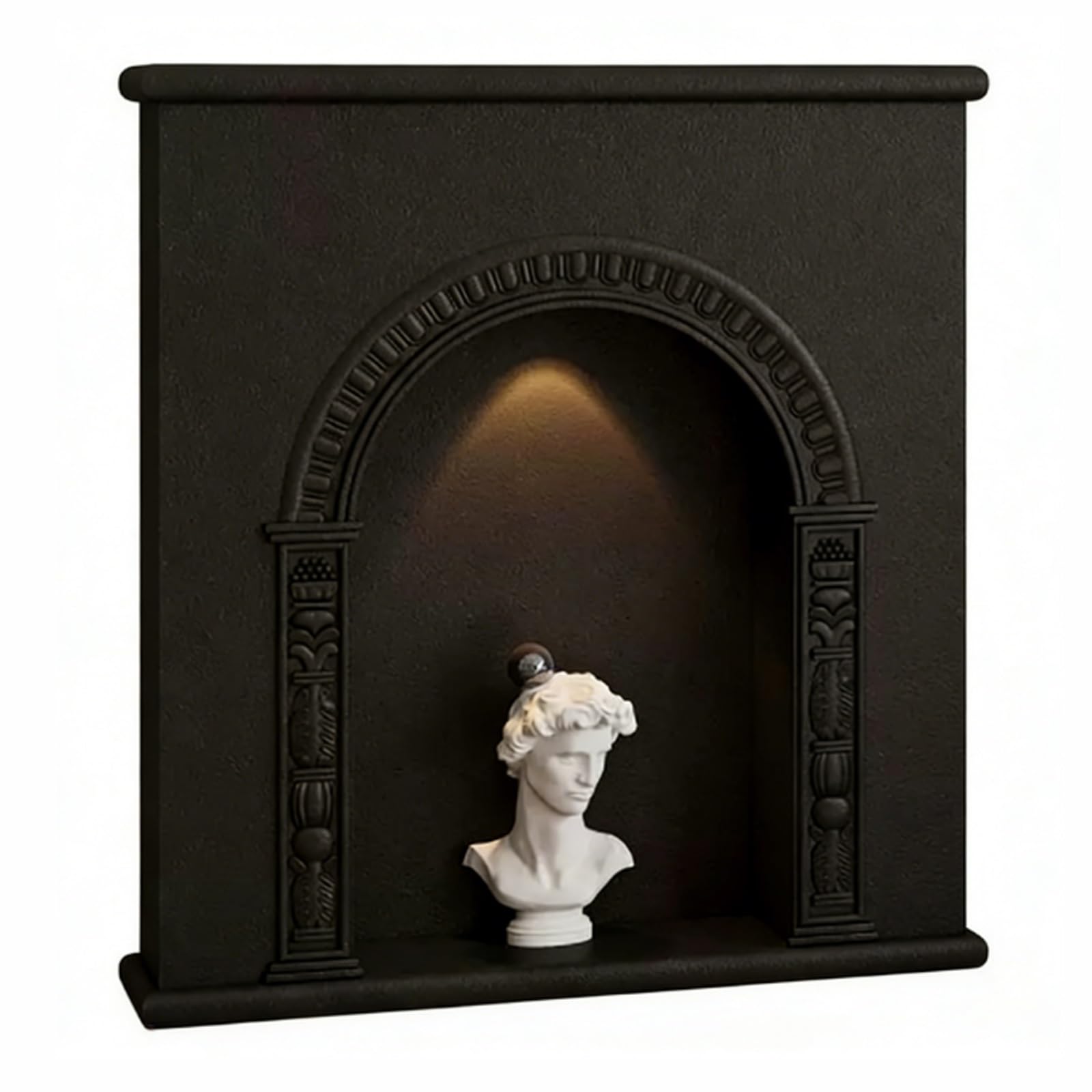 Fzl02068lm Black Mantels Surrounds Decorative Fireplace Mantel Shelf Vintage Arched Surround Cabinet Decorated Frame(,Large)
