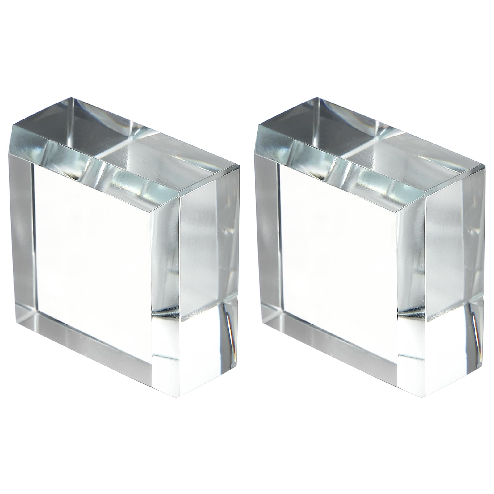 PATIKIL 2 Pcs Clear Glass Paperweight, 1.57 x 1.57 x 0.75 Inch Clear Paperweight Decorative for Home Decoration Reading Photography Daily Office Gifts, Clear(Square)
