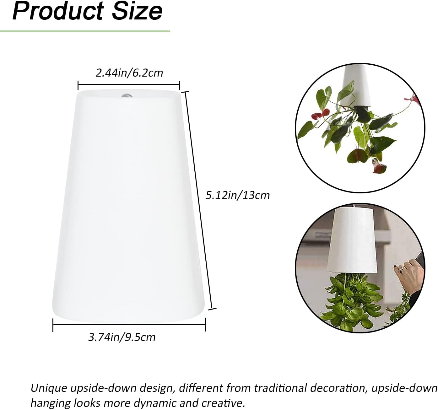 2 PCS Upside-Down Planter Hanging Flower Pot Planter for Balcony Garden Home Decoration (White)