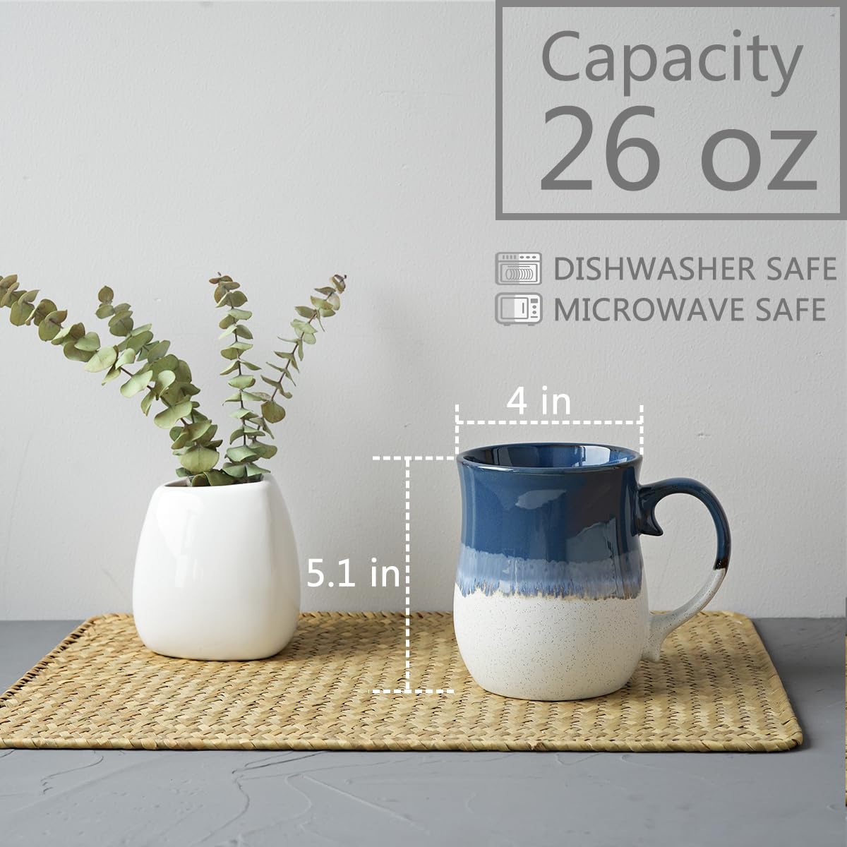 Amazon.com: Bosmarlin Extra Large Ceramic Coffee Mug, 26 Oz, Dishwasher and  Microwave Safe, Big Oversized Tea Cup, Reactive Glaze (Deep Blue) : Home &  Kitchen