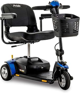 Pride Mobility Go-Go Elite Traveller 3-Wheel SC40E 12AH, Indoor & Outdoor Travel Electric Mobility Scooter w/Red & Blue Shroud Inserts for Adults, 300 lbs. WC, Up to 4 MPH, 7.25 Range Per Charge