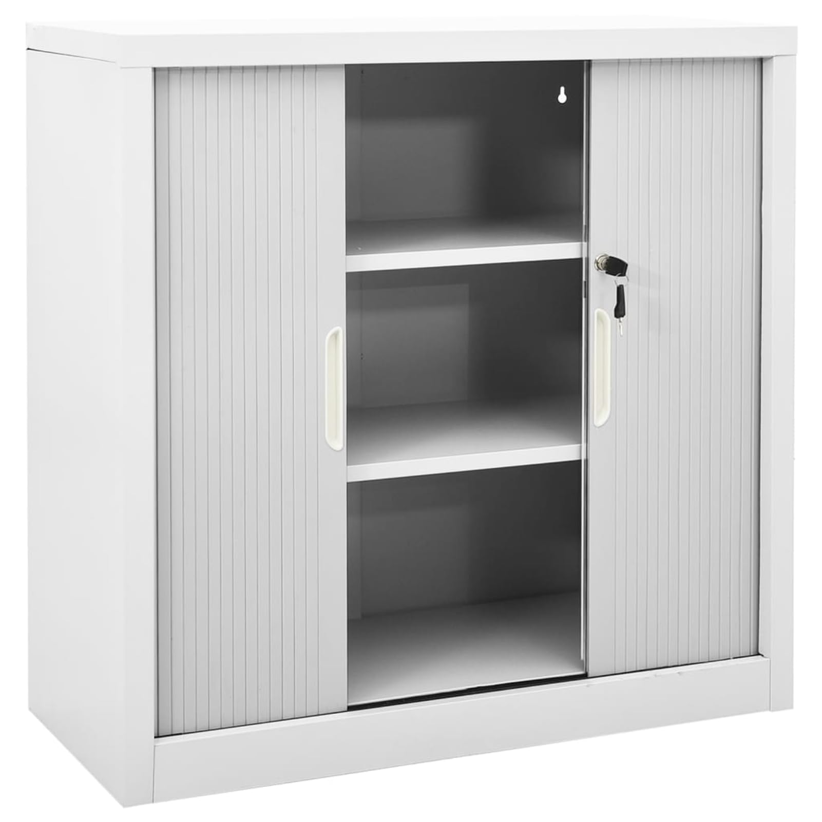 Gecheer Armadio,Armadietto,per Ufficio in Acciaio,Grigio,con Ante Scorrevoli,90x40x90 cm,Armadio Ufficio Metallo,Schedario Ufficio Metallico,Armadio,Archivio,Ante Sorrevoli,Estensibili,in Acciaio