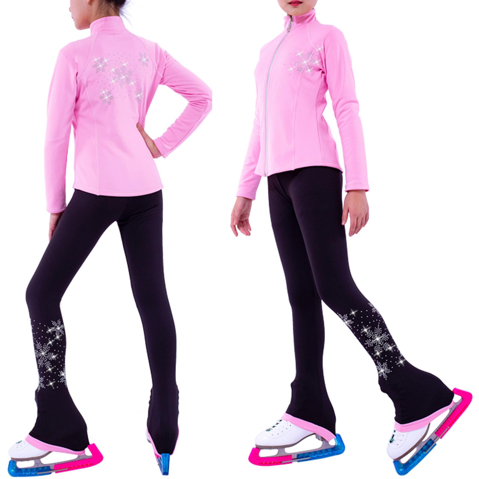 Tuta da Pattinaggio Artistico per Ragazze, Set Top E Pantaloni da Pattinaggio Artistico, Ragazze da Donna Tuta da Pattinaggio Artistico Pile Sottile Abbigliamento da Allenamento