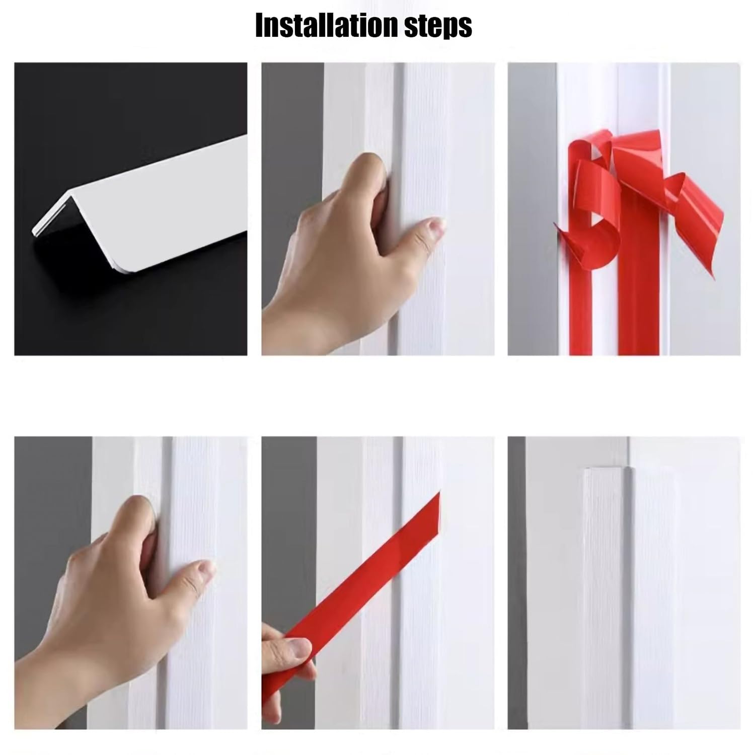 Sztywne listwy narożnikowe z PVC, Ochraniacz narożników ściennych z PCV 180 cm Samoprzylepny Wiele rozmiarów Biały Beżowy 4 szt. 6(White 6 Pack,180x2.5cm)
