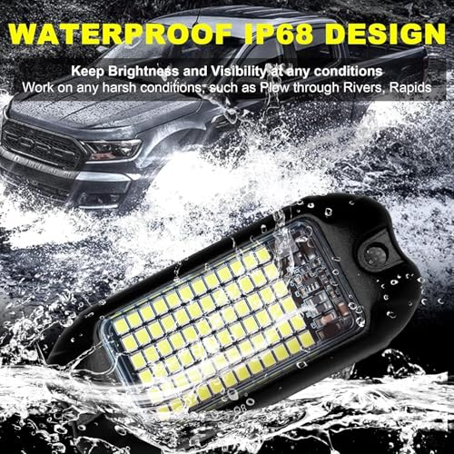 Nicoko 4Pods Pure White 72 LEDs SMD Chips 72w High Power Rock Lights Super Bright White Offroad Car Boat Underglow Lights IP68 Waterproof for Truck SUV UTV ATV RZR - Image 5