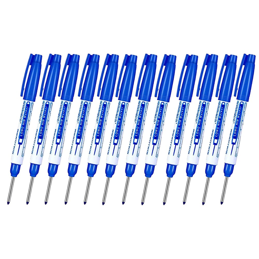 TopHomer 12 PCS Deep Hole Marker Pens, 30mm Fine Tip, Blue
