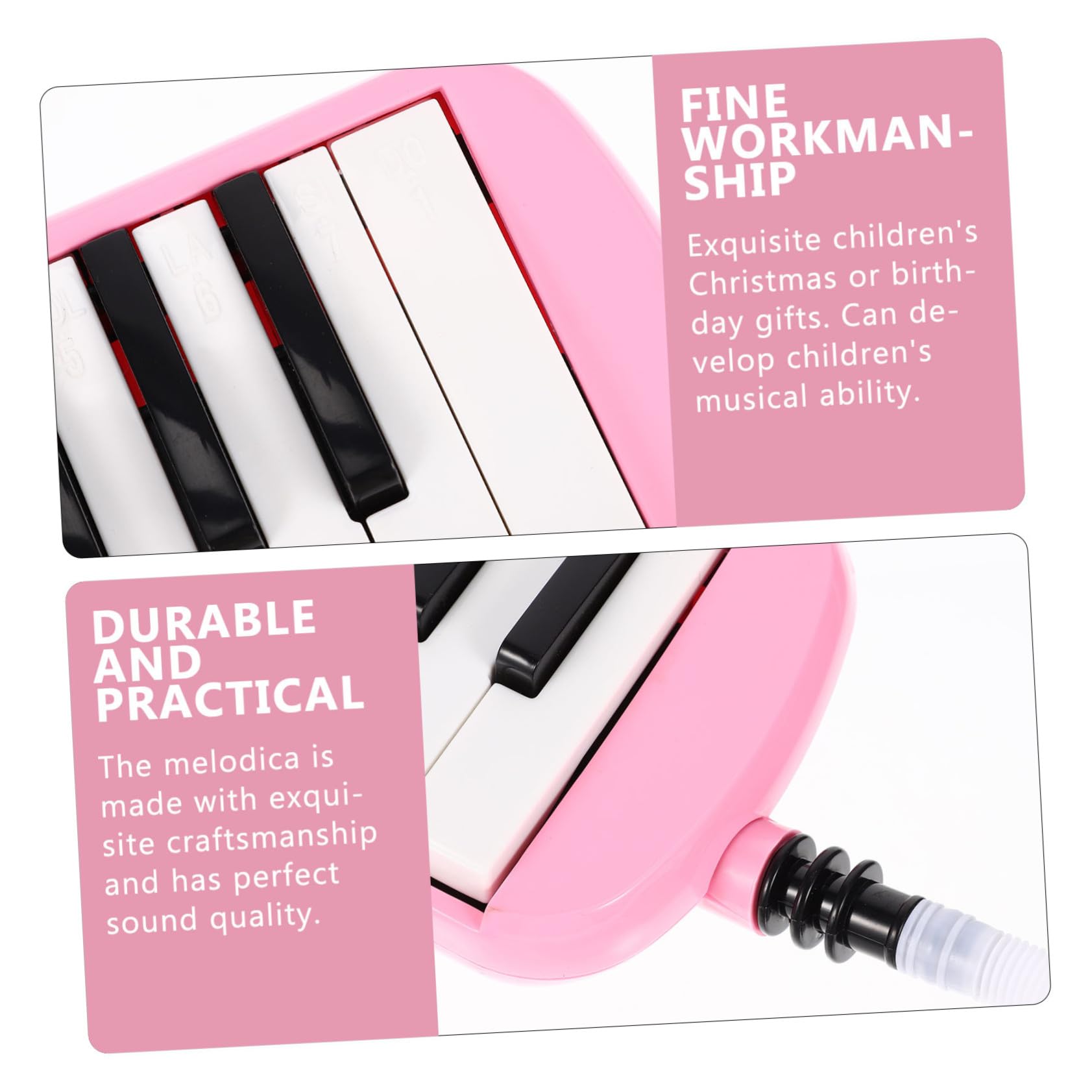 Melodica Rosa 32 Tasti per Principianti e Adulti Bocchini | Abs Plastico e Nailon, Facile da Usare, Qualità Sonora Precisa, per Compleanno e Natale Bambini