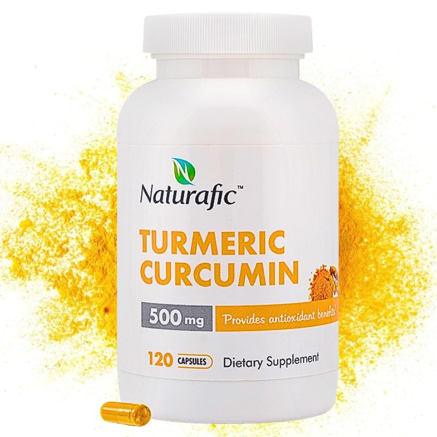 Turmeric Curcumin with Piperine Capsules - 500mg per Capsule 120 Count - Supplement with Black Pepper for Enhanced Absorption Non-GMO Gluten-Free
