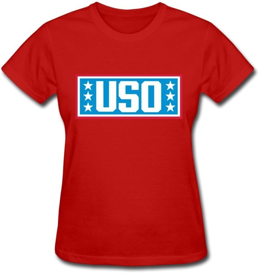 Custom USO Logo Women's T Shirt Red Size S