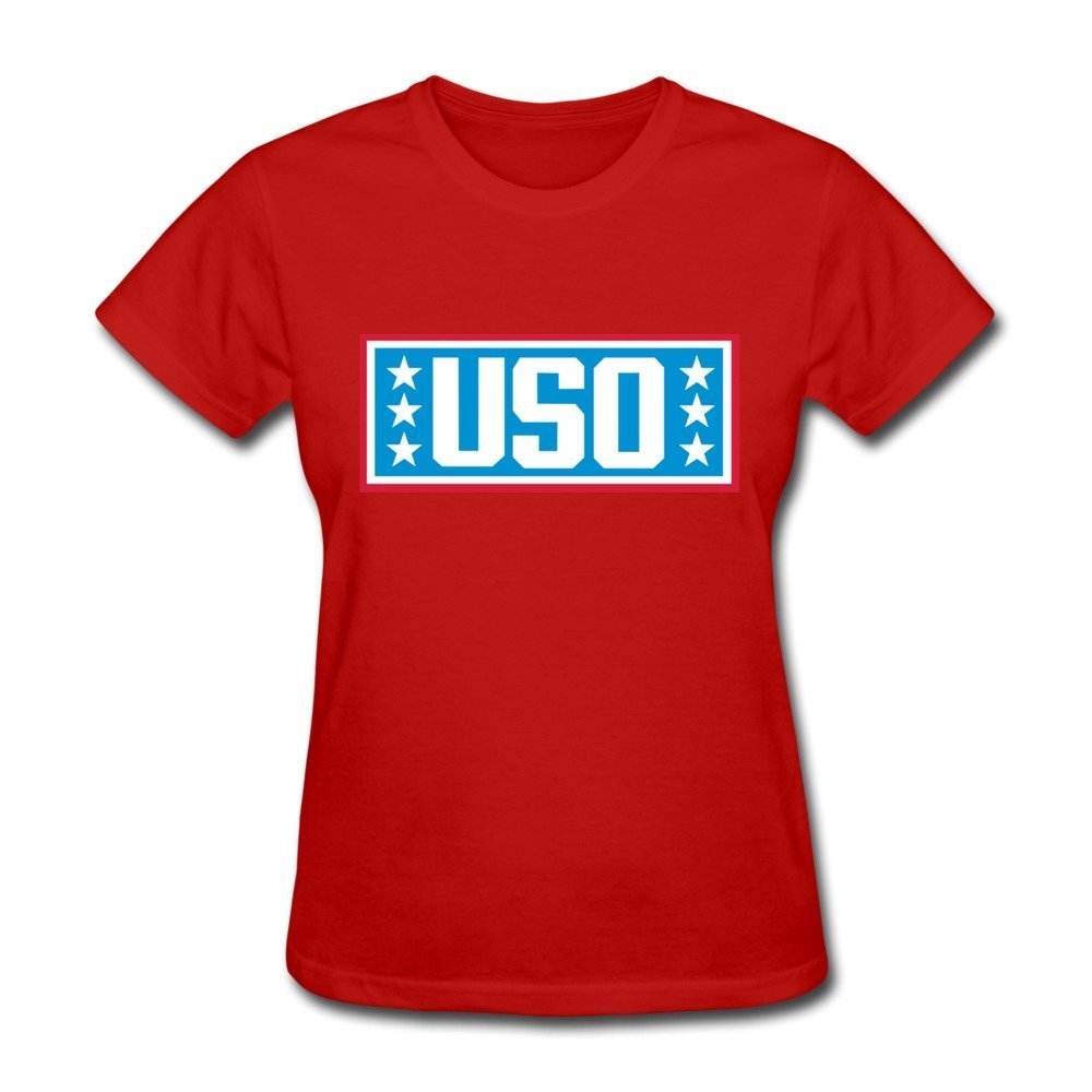 Custom USO Logo Women's T Shirt Red Size S