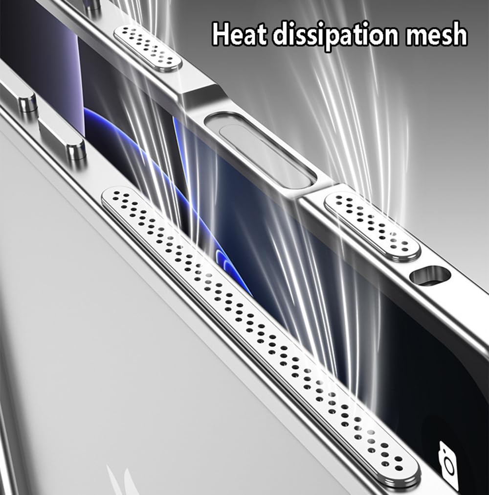 Coque de protection antichoc pour iPhone 17 Pro Max, cadre en alliage d'aluminium aéronautique résistant aux chocs, pas de coque arrière, dissipation de la chaleur (bleu)