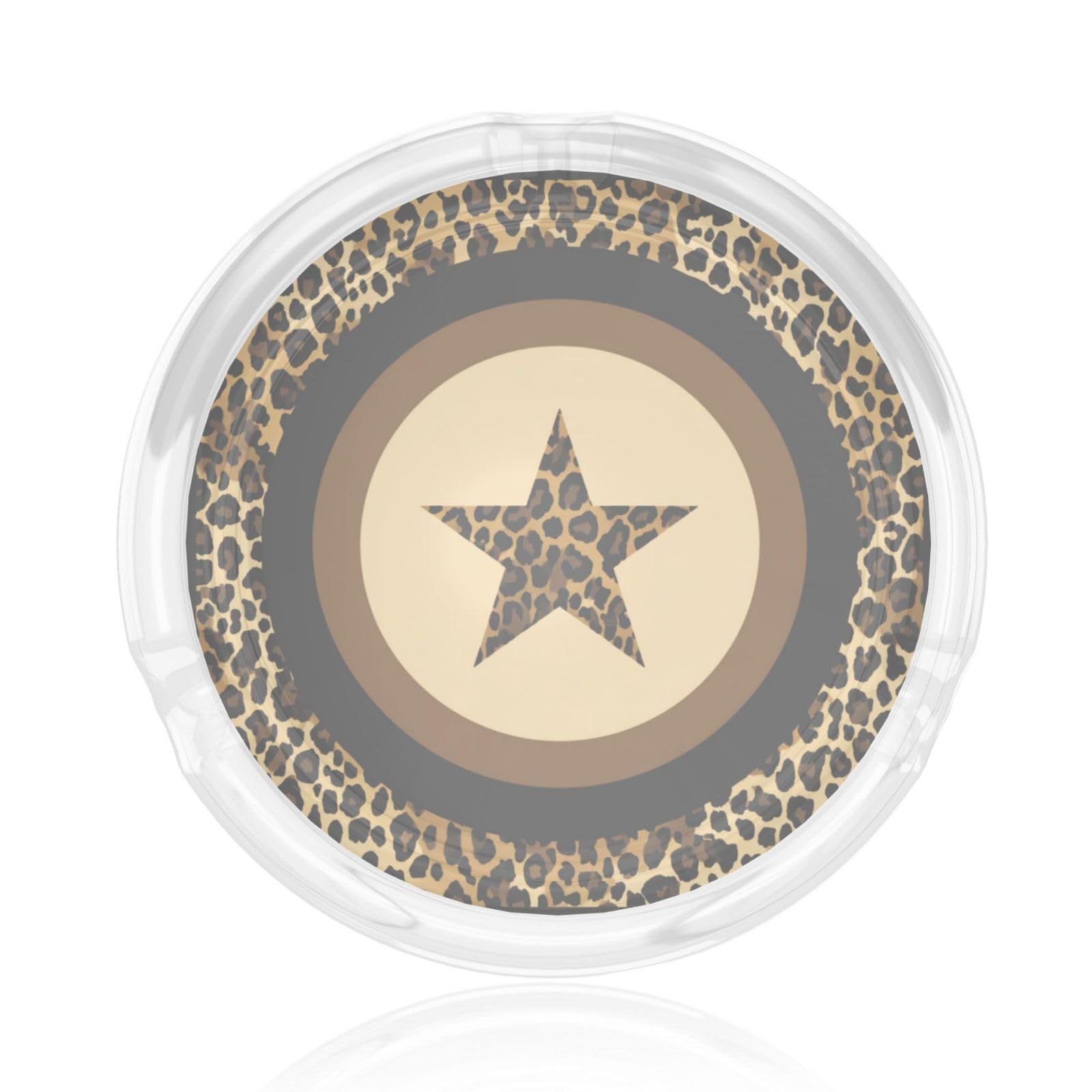 Leopard Print Motif Circular Shape Glass Ashtray For Cigarettes Ash Trays Case For Home Office Decor