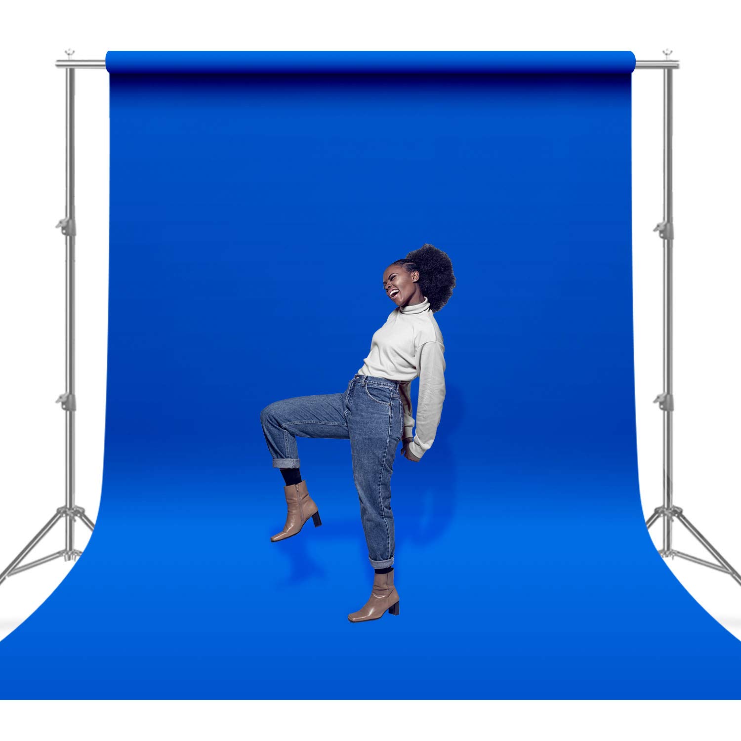 LimoStudio 6 x 9 Ft /1.8 x 2.8 M Photo Studio 100% Pure Muslin Collapsible Backdrop Background with Spring Clamps for Photography, Video, and Television (Blue) Polyester Blue Muslin Backdrop, AGG3044