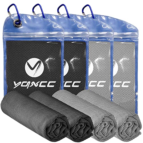 Image of YQXCC 4 Pack Cooling Towels (47 inchx12 inch), Ice Cool Towels for Neck & Face | Soft Breathable Microfiber, Instant Cooling Neck Wraps, Ideal for Yoga, Golf, Gym, Running, Camping & Hot Weather