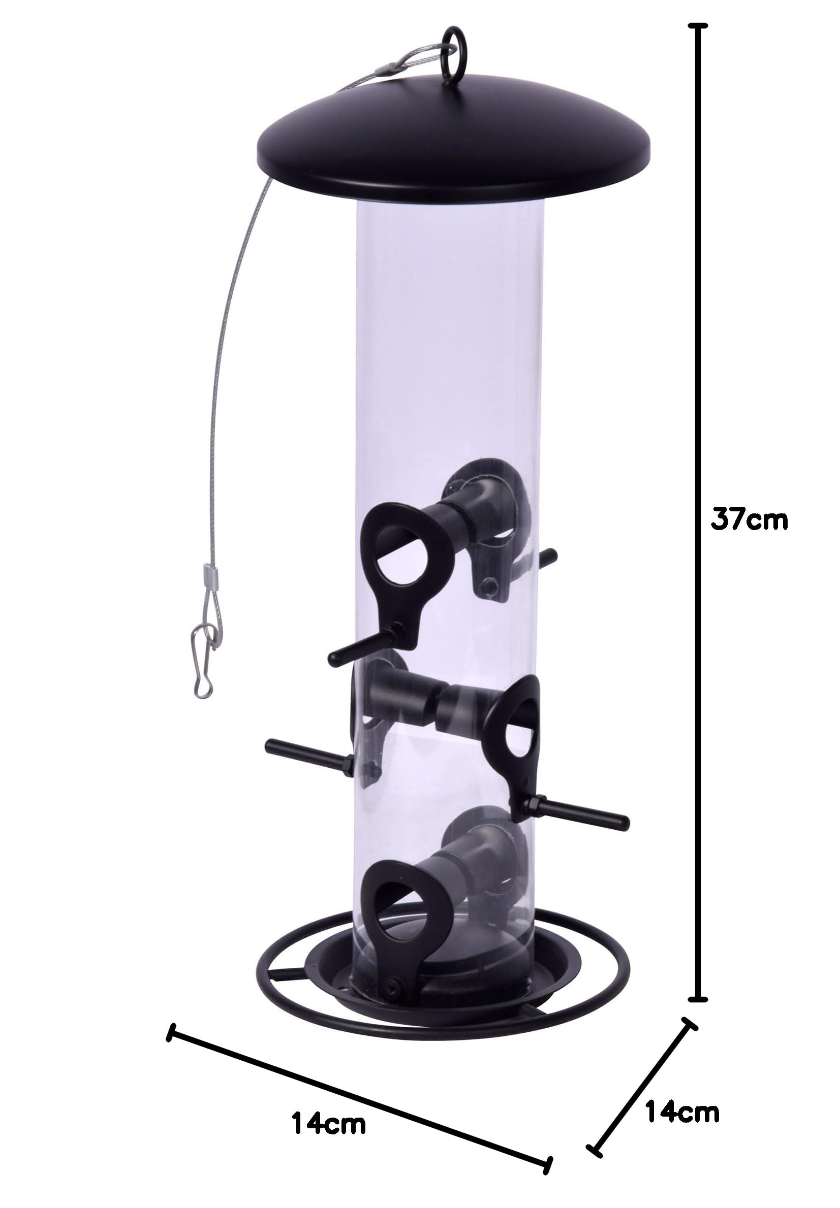 dobar® 11523 - Mangiatoia per uccelli con rete, in acciaio, per uccelli selvatici, da appendere, per giardino, patio, balcone, diametro 9,5 x 39 cm, colore: argento