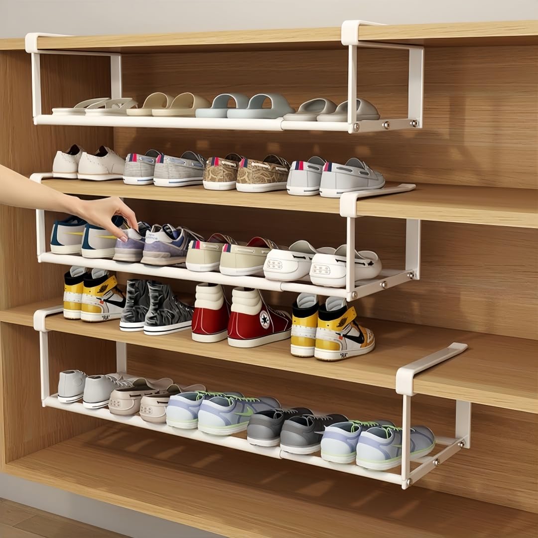 HASTHIP® 1pcs Shoe Rack for Shoe Cabinet Hanging Shoe Shelf Shoe Cabinet Divider 15.7-23.6 inches Expandable Shoe Rack Universal Insert-on Divider Rack for Kids Shoes, House Shoes, 3.94 inches High-image-12
