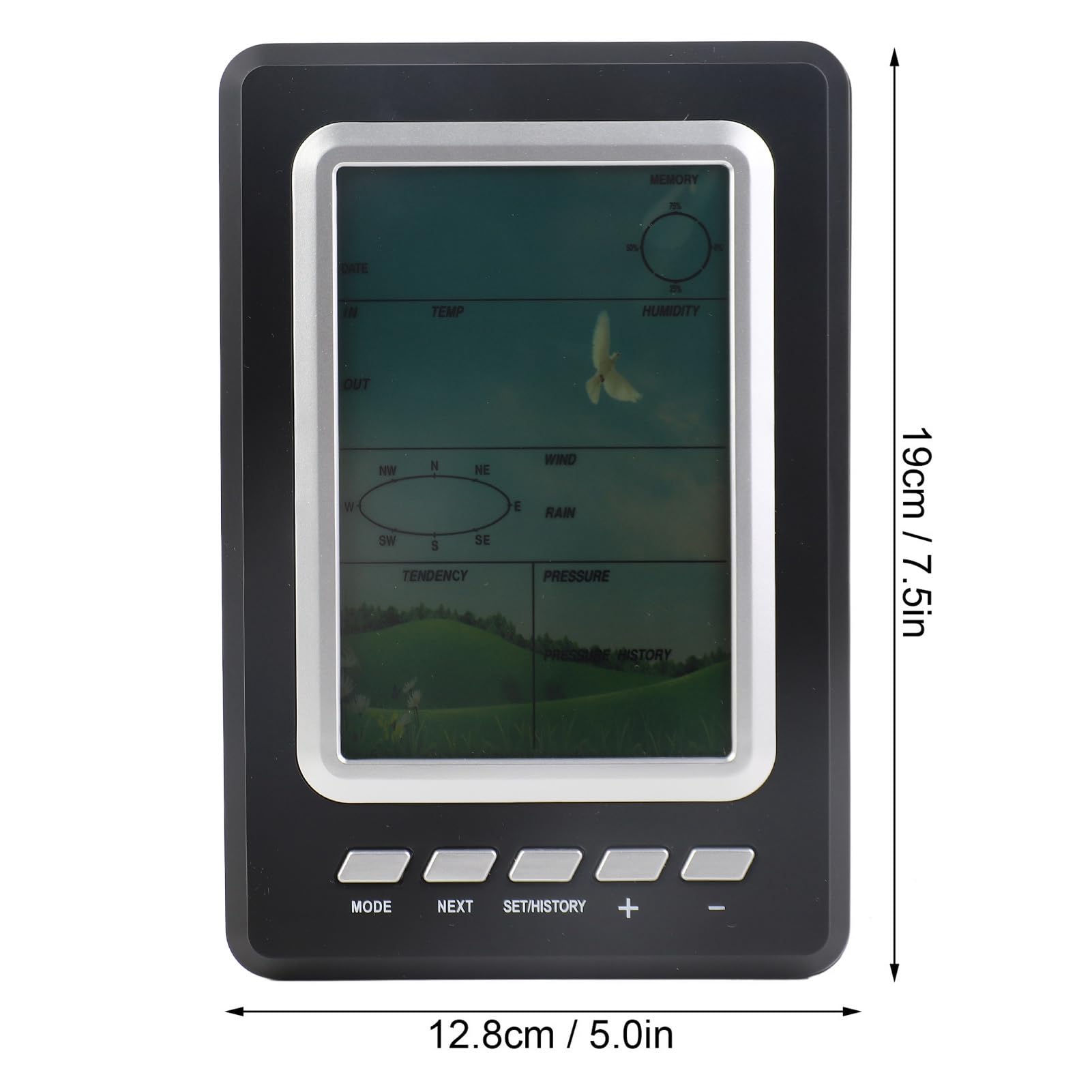 Stazione di previsione meteorologica wireless con strumento di misurazione e precipitazioni a velocità del retroilluminazione LCD per la casa esterna Usa materiale ABS 19x12,8 cm