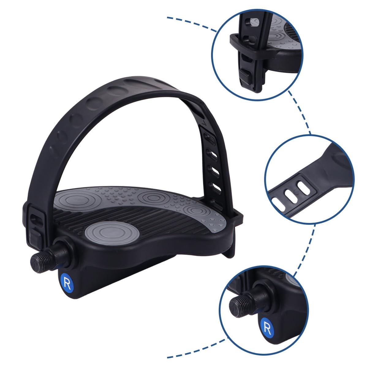 MERRYHAPY Pedales Antideslizantes para Bicicleta Estática Correas Ajustables y Plataforma Ergonómica, Accesorios para Entrenamiento en Interior Varios Estilos