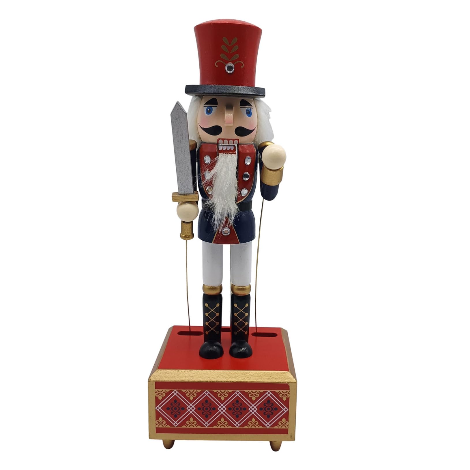 Schiaccianoci in Legno con Carillon Meccanismo Vento Soldatino Decorativo Musicale per Festa Natalizia e Decorazioni Festive