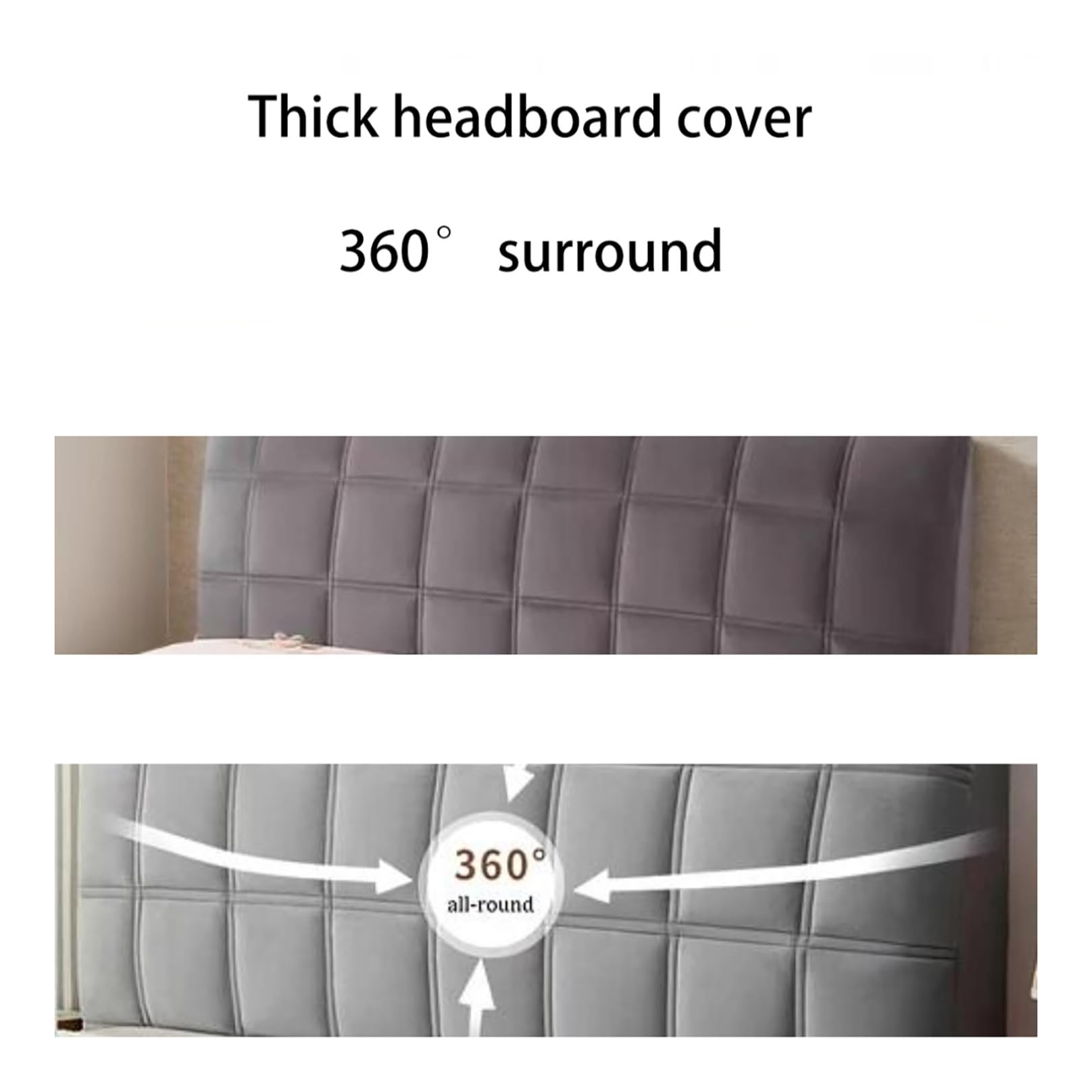 Housse De Tête De Lit en Velours Épaisse Protectrice Douce Couvre-Lit Simple King Double Coussinée Housse De Protection pour Tête De Lit en Bois Slipcover,D,200cm