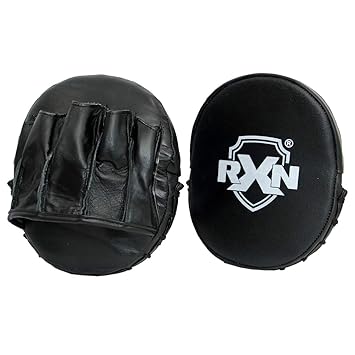 RXN Micro Focus Pad/Punching Mitts Straight for Super Speed Training - Genuine Leather Product Black