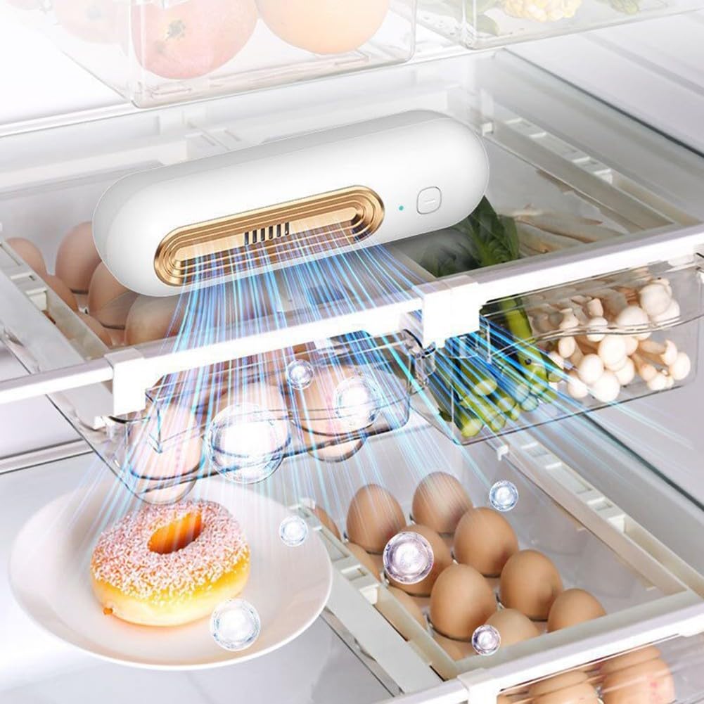 Negative Ionen-Luftreiniger für Kühlschrank, wiederaufladbarer Deodorierer zur Beseitigung schlechter Gerüche, hält Lebensmittel frisch, leiser Betrieb für Zuhause und Auto (grün)