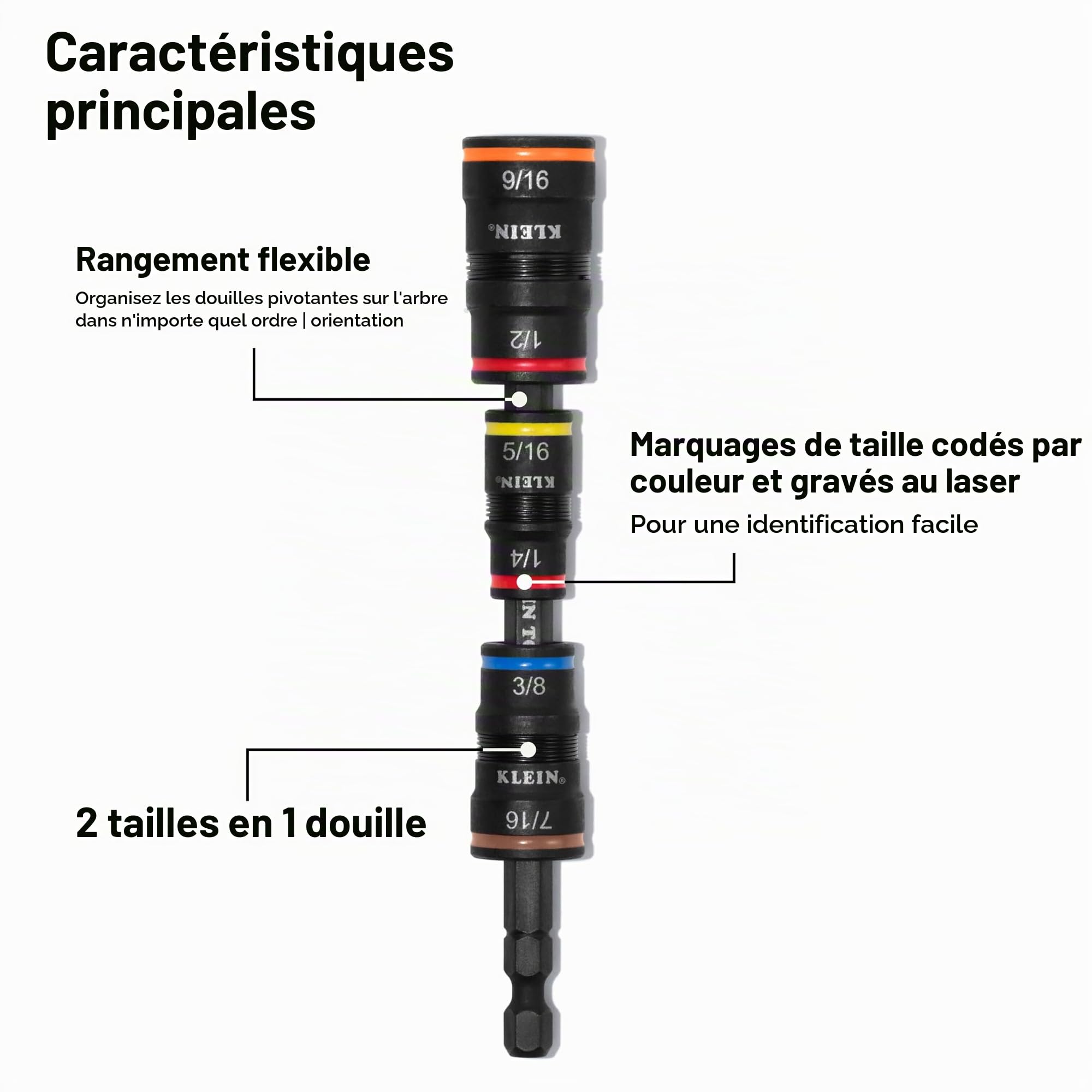 Klein Tools 32303HD Jeu de tournevis à percussion 20 en 1 SAE avec embouts Phillips, fendues, carrés et Torx