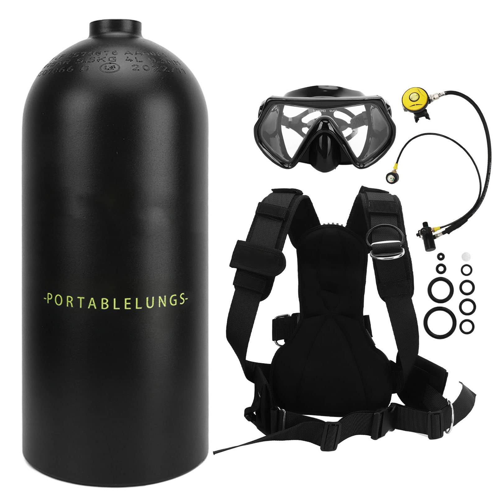 RiToEasysports Kit de Tanque de Buceo 3L, Cilindro de Oxígeno Portátil para Bucear