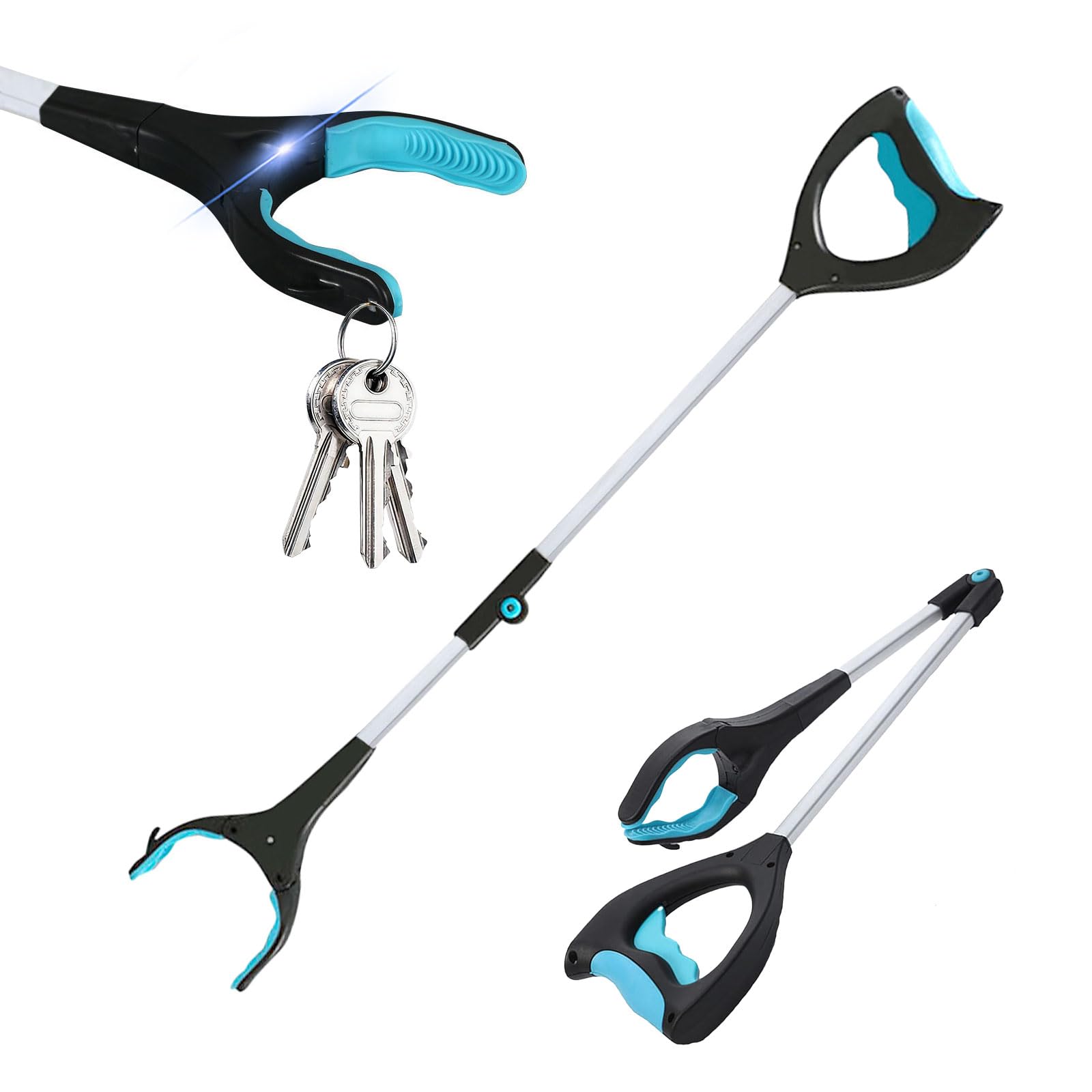 Campsie Grabber Reacher Tool, 32"" Pick Up Stick Grabber with LED for Elderly and Lightweight Trash Picker Upper Grabber and Reaching Assist Tool for Sanitation Worker with Rotating Jaw, Style 1