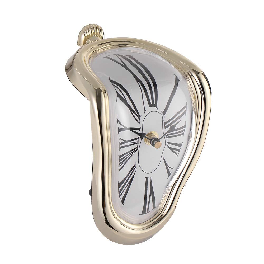 Genenic Melting Clock Shelf Hanging Melted Quartz Clock(17x12cm) (Gold)