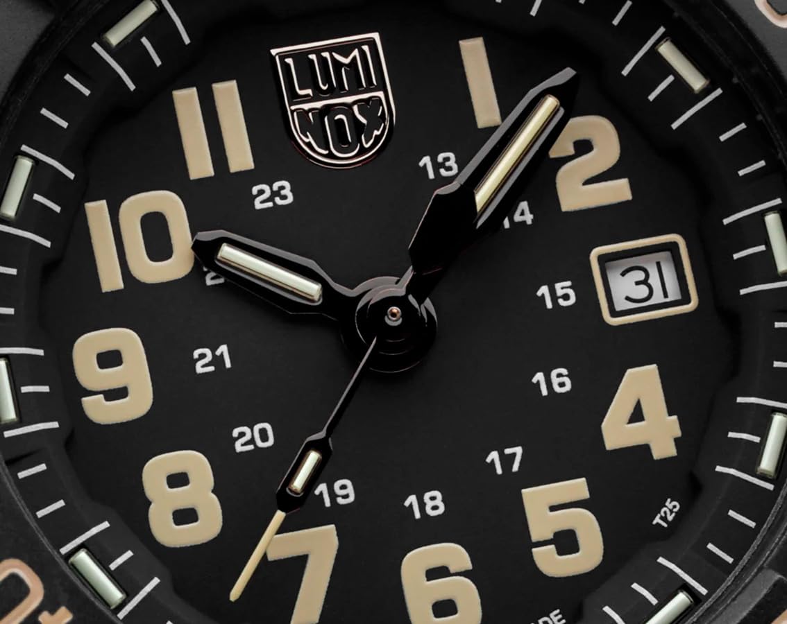 Luminox Navy Seal XS.3510 Militäruhr 45 mm – Taucheruhr Schwarz/Sand aus CARBONOX™, 200 m wasserdicht, Schweizer Quarzwerk, LLT-Beleuchtung, Swiss Made, XS.3510