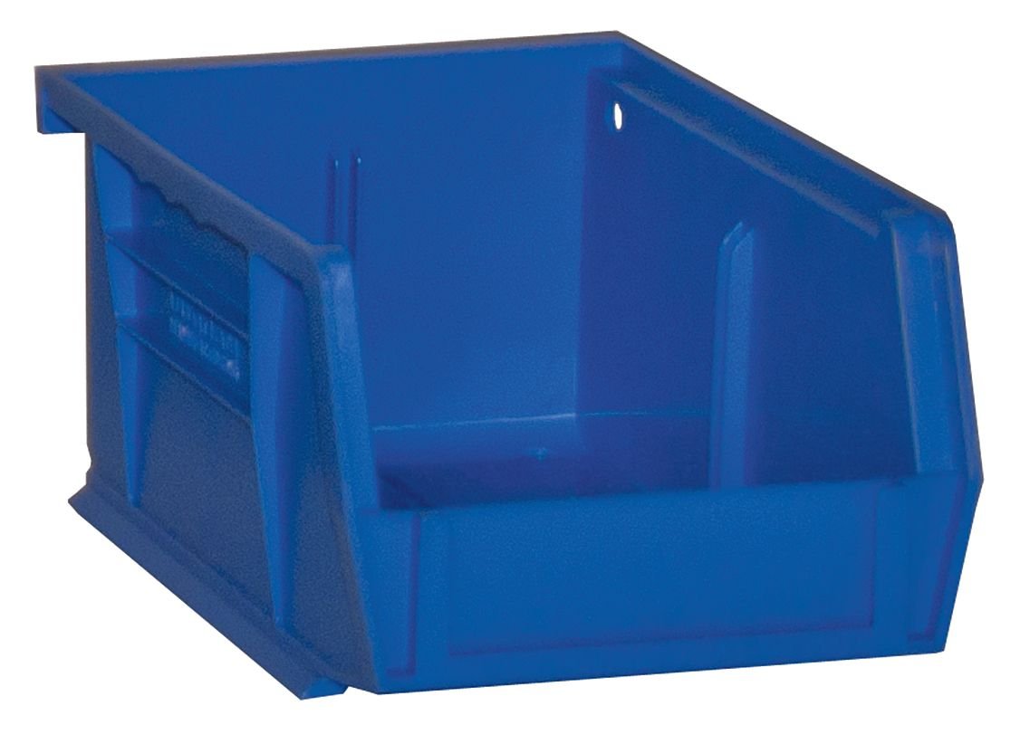 Durham PB30210-52 Copolymer Plastic Hook On Bin, 4" Width x 3" Height x 5" Depth, Blue (Pack of 24)