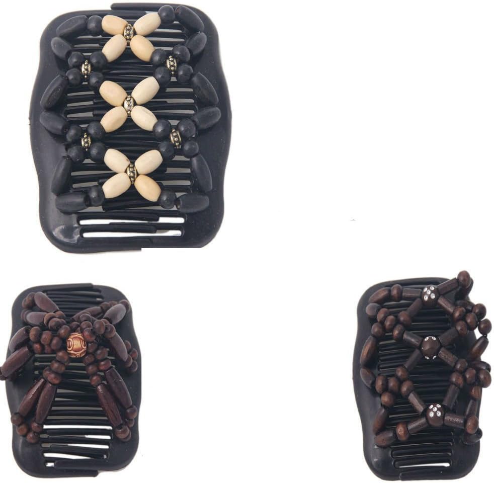 Magic Wooden EZ Stretchy Double Clips Hair Slide Comb New Random colour/design BY V-VAPE