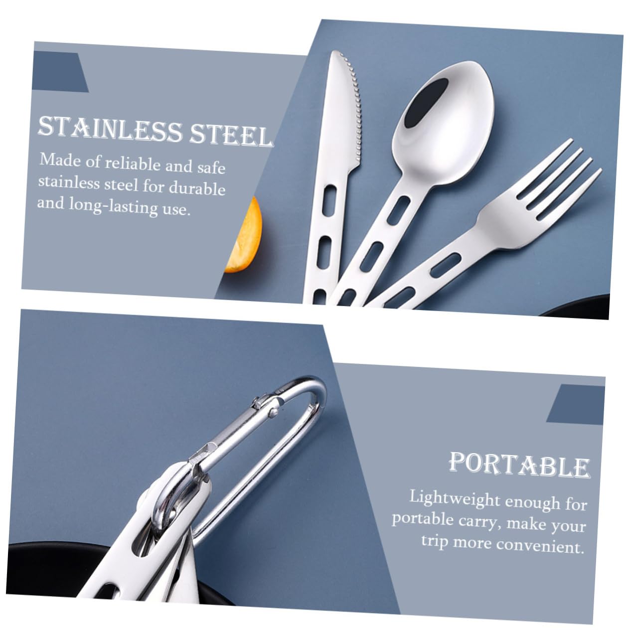BESPORTBLE 3sets Posate Portatili Acciaio Inossidabile Per Viaggi Utensili Riutilizzabili Per Picnic Escursioni e Campeggio Include Cucchiaio Forchetta e Coltello Facile Da Trasportare e