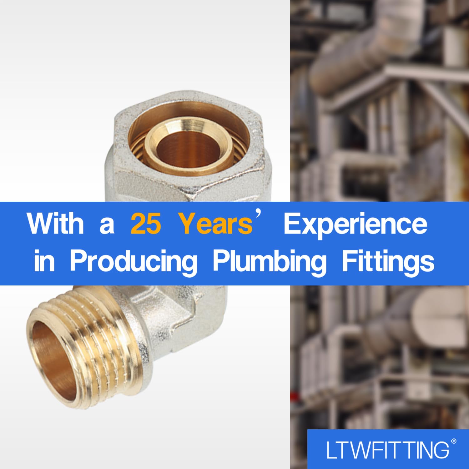 LTWFITTING 20er Schraubfitting Winkel 90°mit 1/2" Aussengewinde für Aluverbundrohr 20mm für Trinkwasser geeignet(5 Stück)